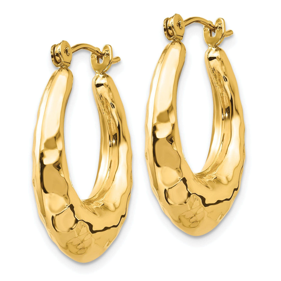 Lovely Rita's Earrings 14k Yellow Gold Hammered Fancy Hoop Earrings