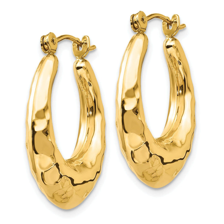 Lovely Rita's Earrings 14k Yellow Gold Hammered Fancy Hoop Earrings