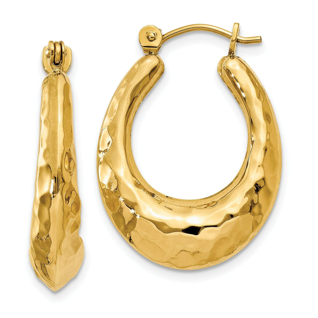 Lovely Rita's Earrings 14k Yellow Gold Hammered Fancy Hoop Earrings