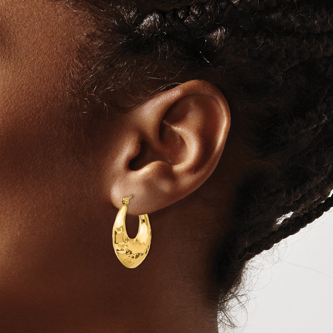 Lovely Rita's Earrings 14k Yellow Gold Hammered Fancy Hoop Earrings