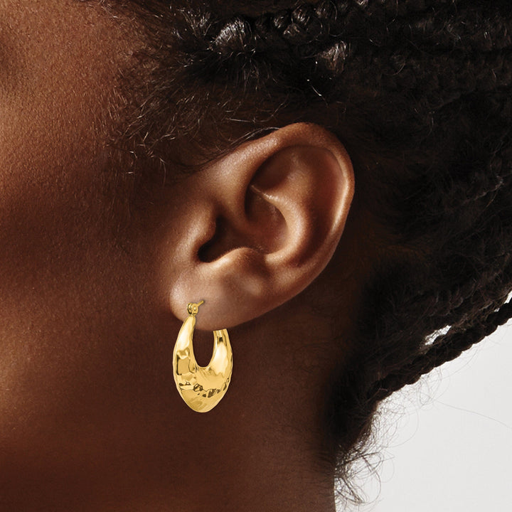 Lovely Rita's Earrings 14k Yellow Gold Hammered Fancy Hoop Earrings