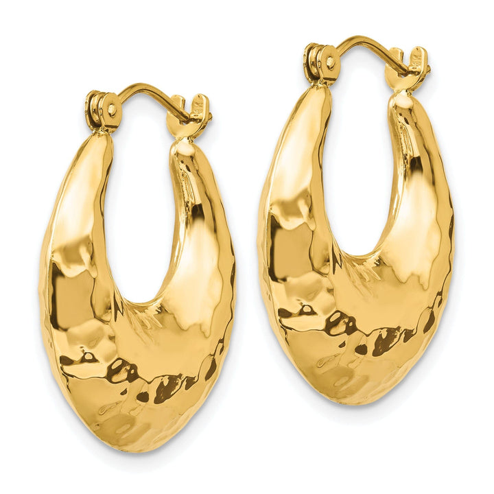 Lovely Rita's Earrings 14k Yellow Gold Hammered Fancy Hoop Earrings