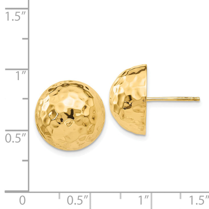 Lovely Rita's Earrings 14k Yellow Gold Hammered Half Ball Post Earrings