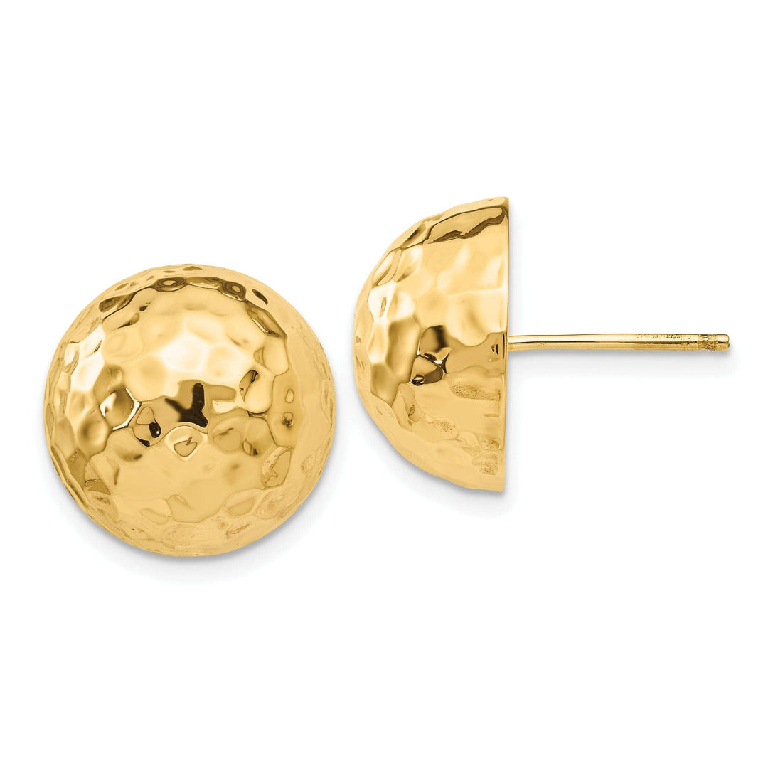 Lovely Rita's Earrings 14k Yellow Gold Hammered Half Ball Post Earrings