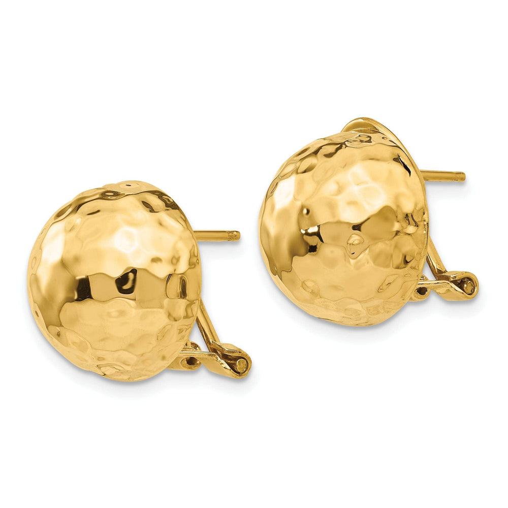 Lovely Rita's Earrings 14k Yellow Gold Hammered Omega Back Post Earrings