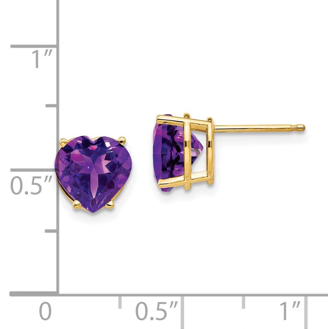 Lovely Rita's Earrings 14k Yellow Gold Heart Amethyst Earring