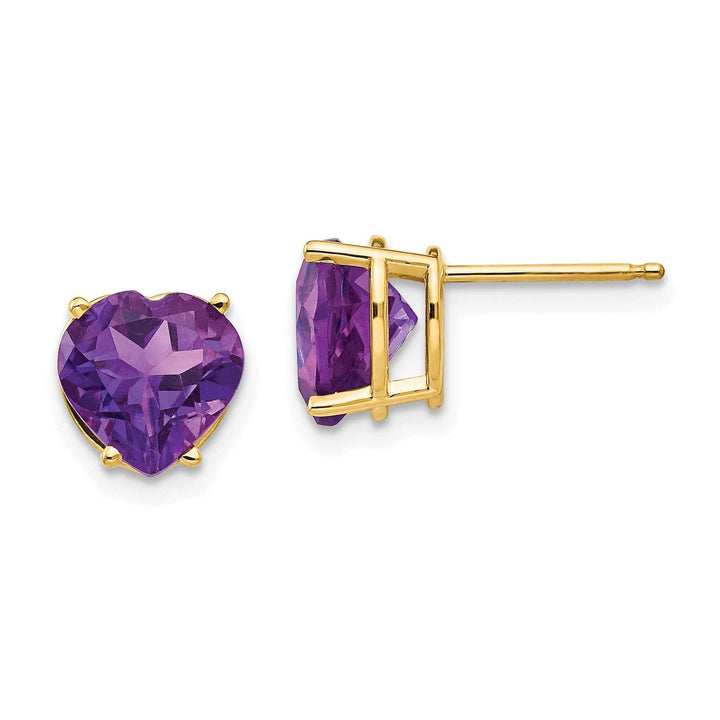 Lovely Rita's Earrings 14k Yellow Gold Heart Amethyst Earring