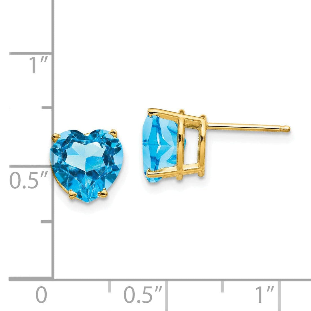 Lovely Rita's Earrings 14k Yellow Gold Heart Blue Topaz Earring