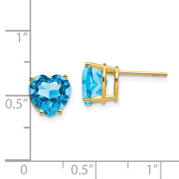 Lovely Rita's Earrings 14k Yellow Gold Heart Blue Topaz Earring