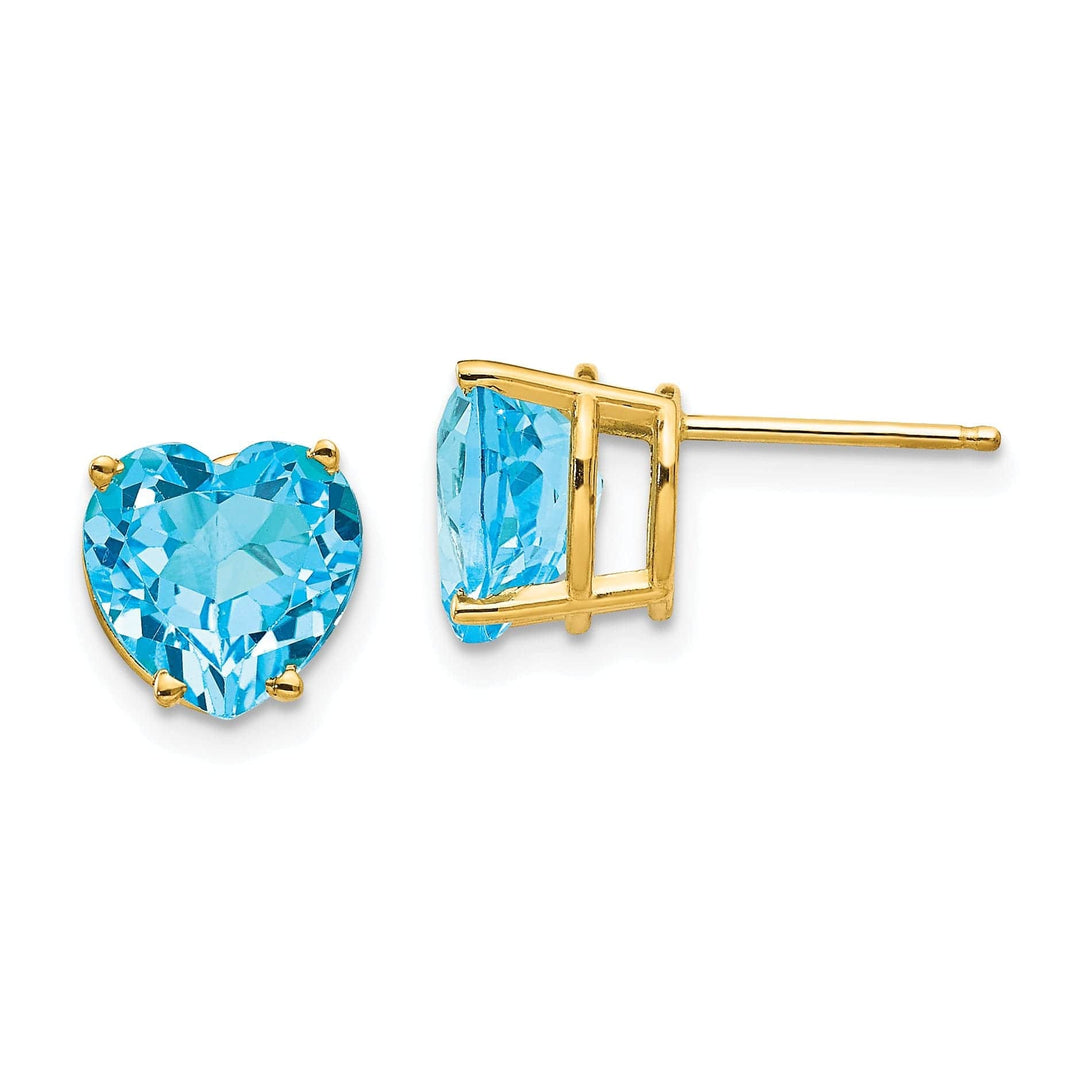 Lovely Rita's Earrings 14k Yellow Gold Heart Blue Topaz Earring