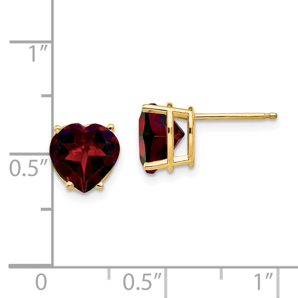 Lovely Rita's Earrings 14k Yellow Gold Heart Garnet Earring
