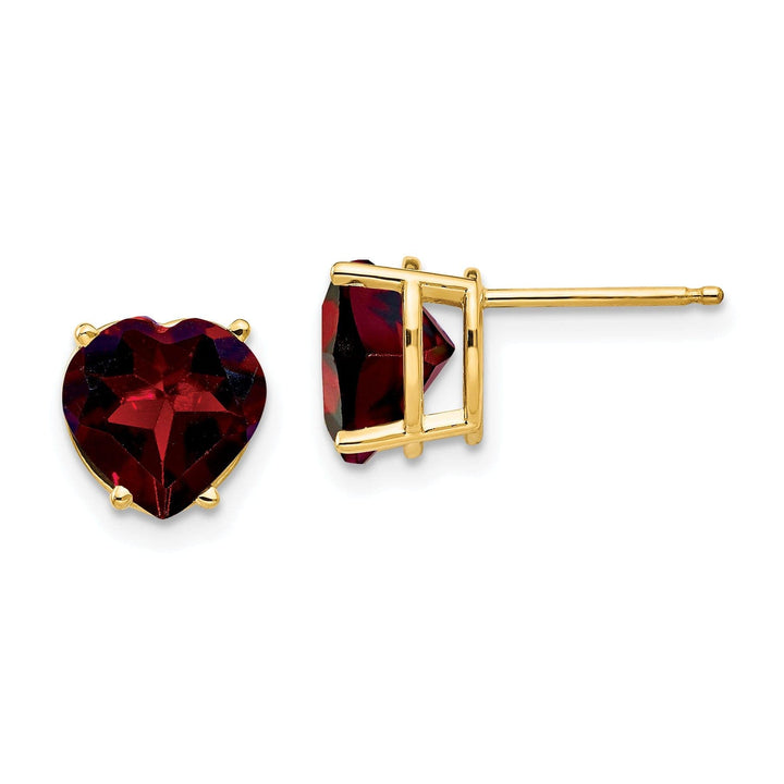 Lovely Rita's Earrings 14k Yellow Gold Heart Garnet Earring