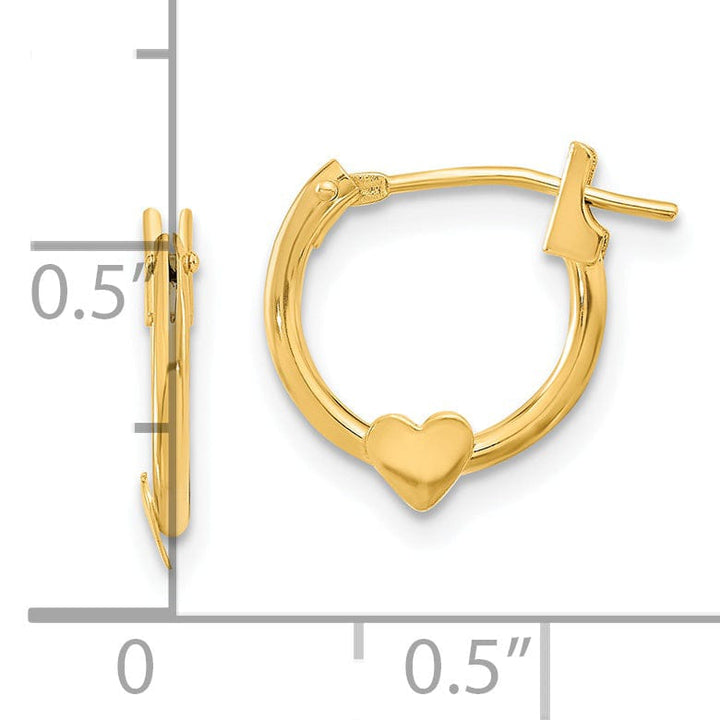 Lovely Rita's Earrings 14k Yellow Gold Heart Hoop Earrings