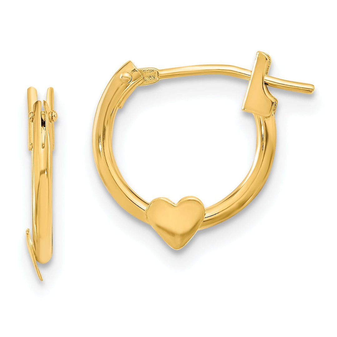 Lovely Rita's Earrings 14k Yellow Gold Heart Hoop Earrings