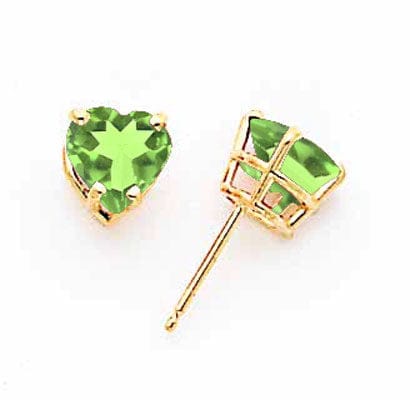 Lovely Rita's Earrings 14k Yellow Gold Heart Peridot Earring