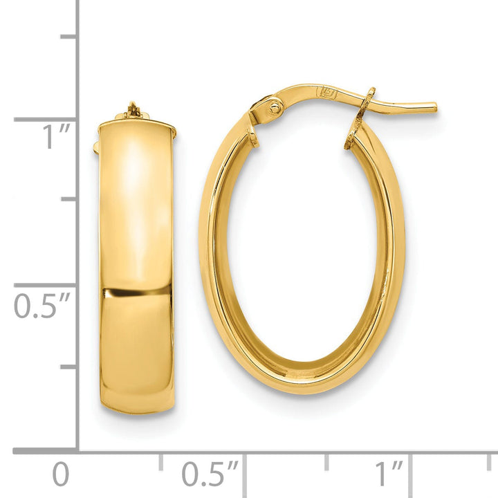 Lovely Rita's Earrings 14k Yellow Gold High Polished Oval Hoop Earring