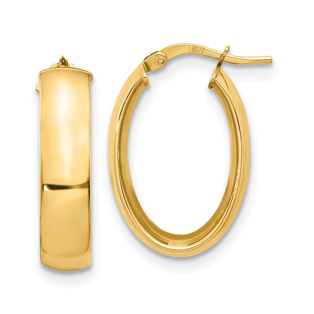 Lovely Rita's Earrings 14k Yellow Gold High Polished Oval Hoop Earring