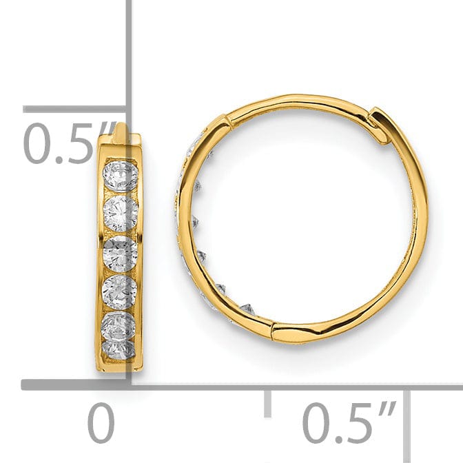 Lovely Rita's Earrings 14k Yellow Gold Hinged C.Z Hoop Earrings