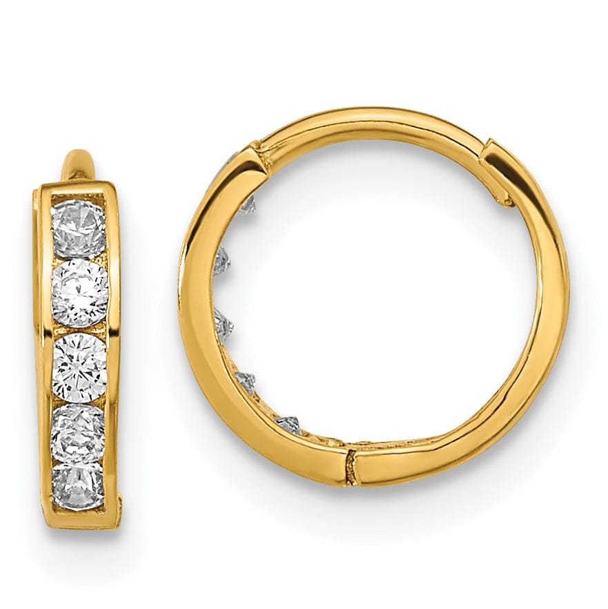 Lovely Rita's Earrings 14k Yellow Gold Hinged C.Z Hoop Earrings