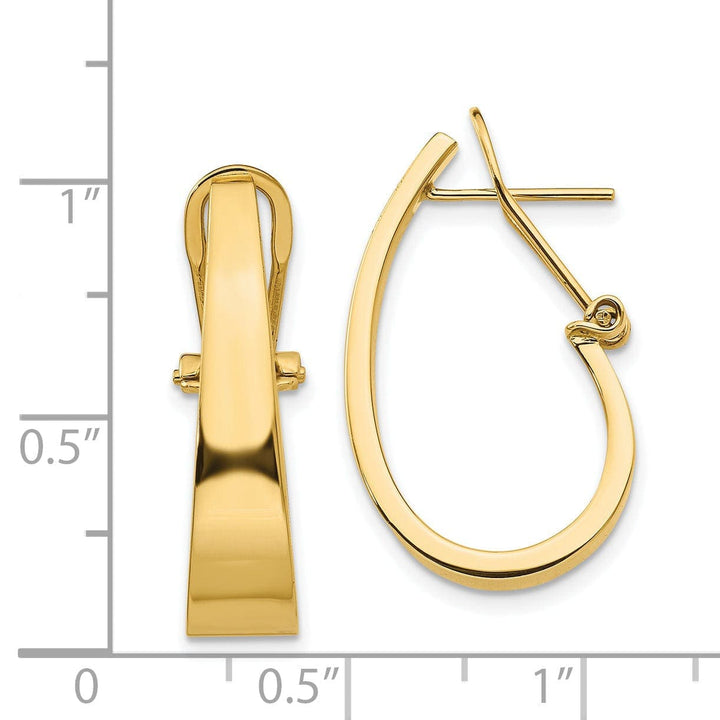 Lovely Rita's Earrings 14k Yellow Gold J-Hoop Omega Back Post Earrings