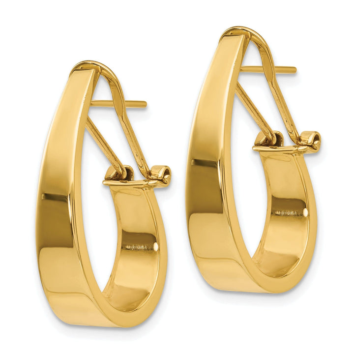 Lovely Rita's Earrings 14k Yellow Gold J-Hoop Omega Back Post Earrings