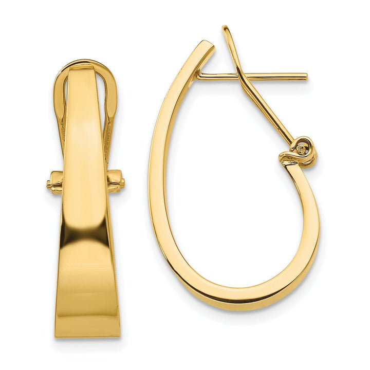 Lovely Rita's Earrings 14k Yellow Gold J-Hoop Omega Back Post Earrings