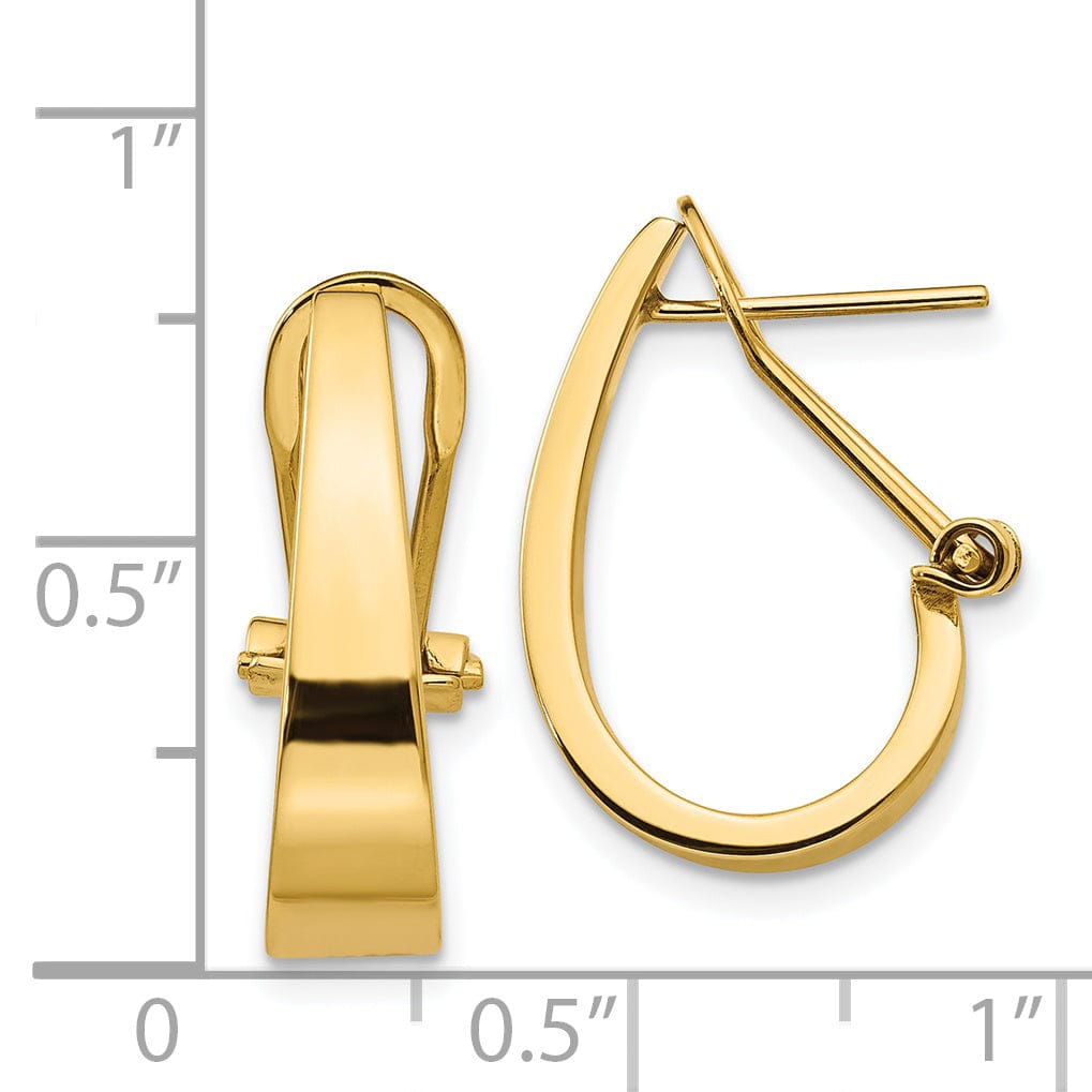 Lovely Rita's Earrings 14k Yellow Gold J-Hoop Omega Back Post Earrings