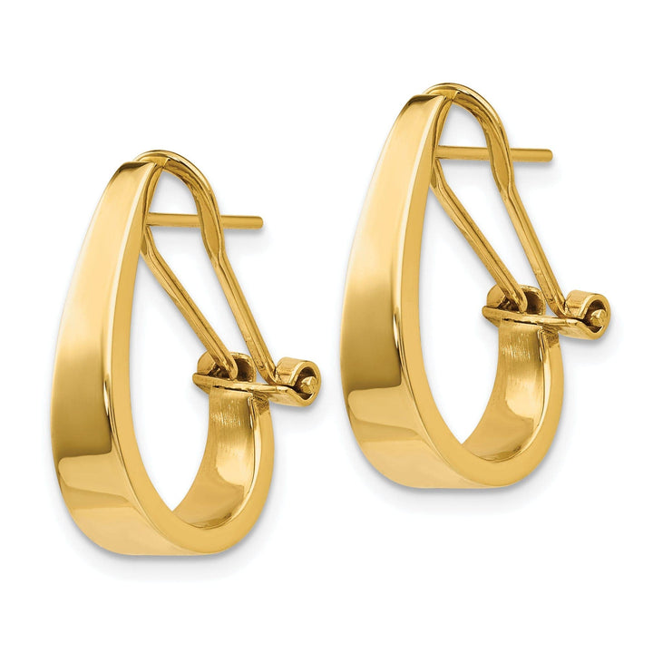 Lovely Rita's Earrings 14k Yellow Gold J-Hoop Omega Back Post Earrings