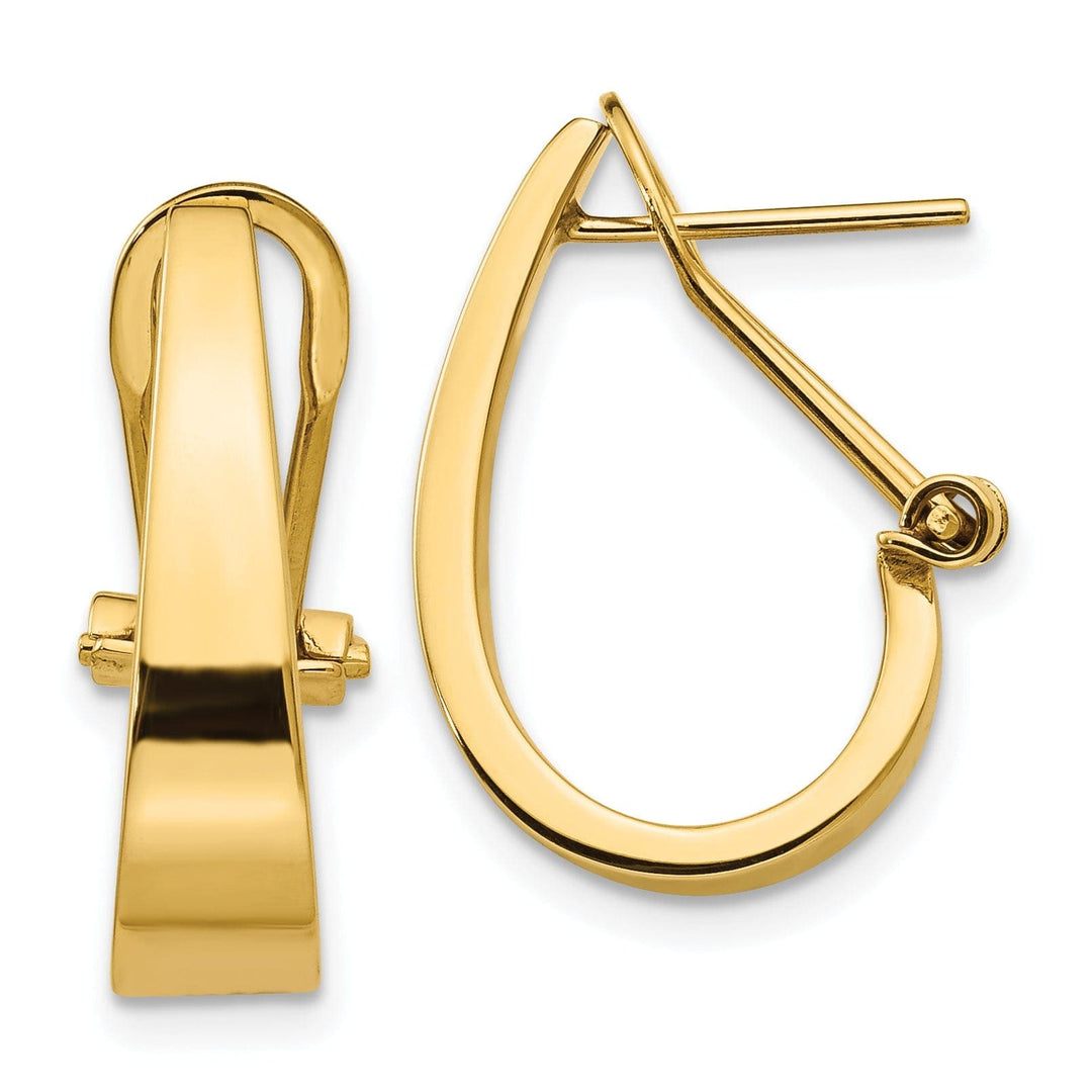 Lovely Rita's Earrings 14k Yellow Gold J-Hoop Omega Back Post Earrings