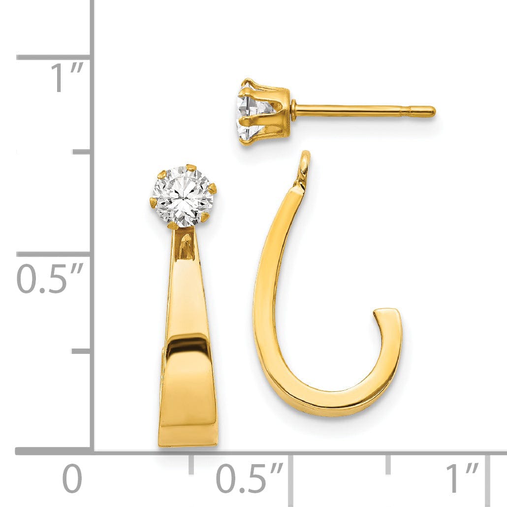 Lovely Rita's Earrings 14k Yellow Gold J Hoop Stud Earring Jackets