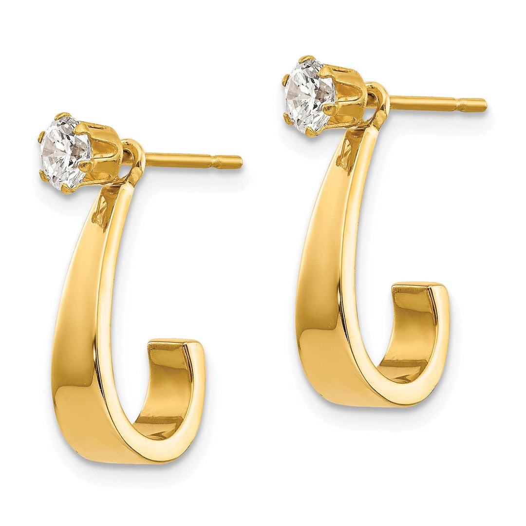 Lovely Rita's Earrings 14k Yellow Gold J Hoop Stud Earring Jackets