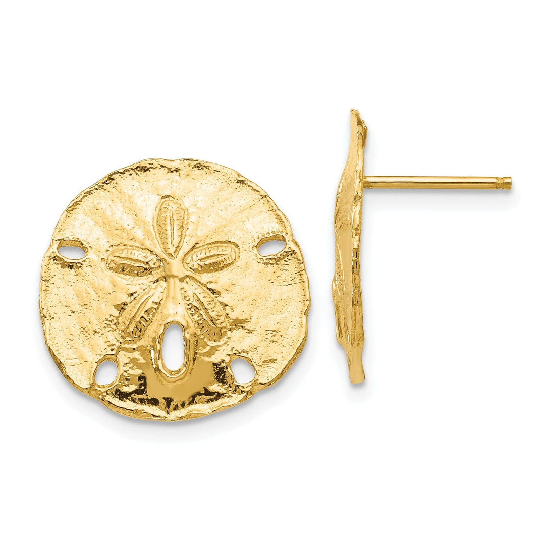 Lovely Rita's Earrings 14k Yellow Gold Large Sanddollar Post Earrings