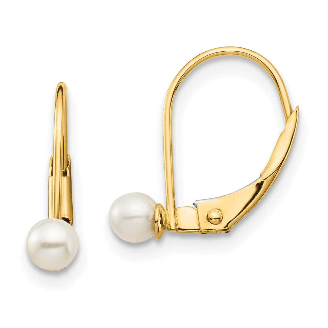 Lovely Rita's Earrings 14k Yellow Gold Leverback Culture Pearl Earring