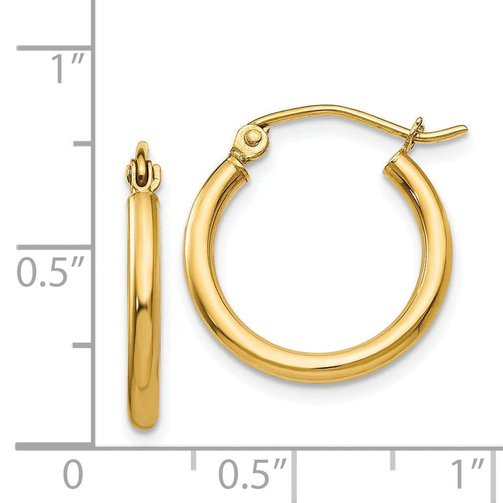 Lovely Rita's Earrings 14k Yellow Gold Lightweight Tube 2 MM Thickness Hoop Earrings