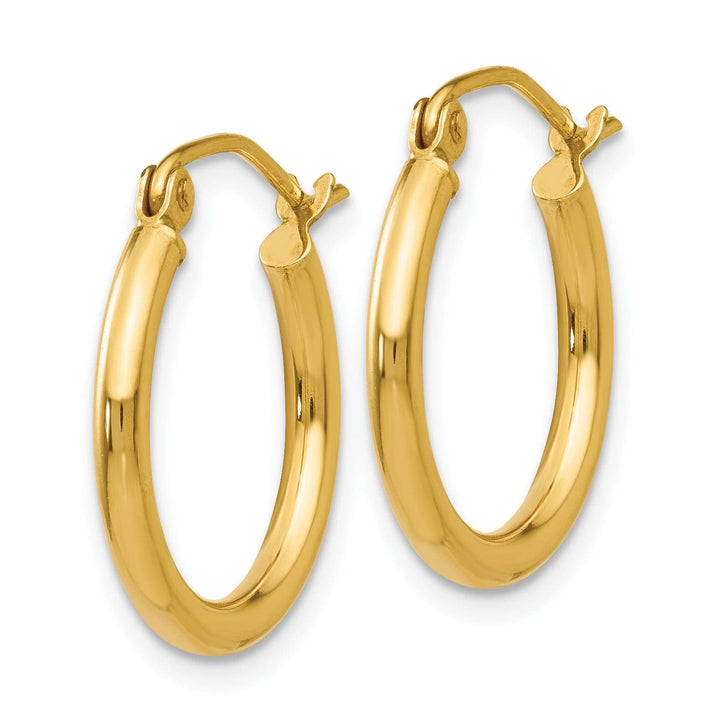Lovely Rita's Earrings 14k Yellow Gold Lightweight Tube 2 MM Thickness Hoop Earrings