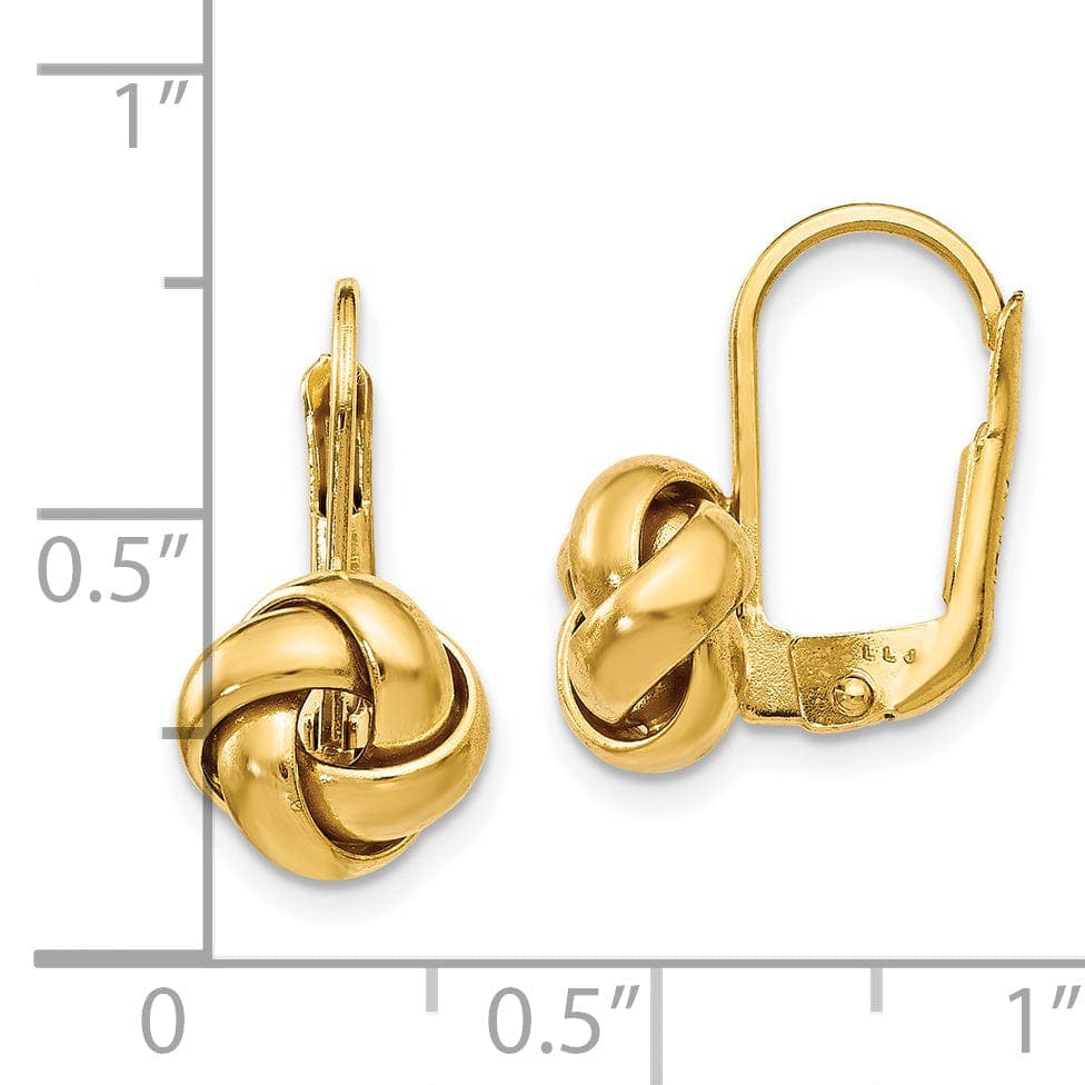 Lovely Rita's Earrings 14k Yellow Gold Love Knot Leverback Earrings