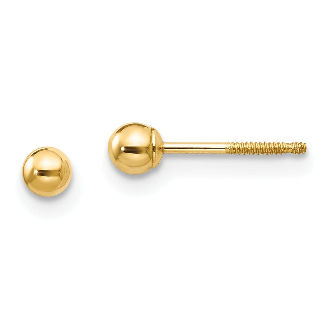 Lovely Rita's Earrings 14k Yellow Gold Madi K Ball Screwback Earrings