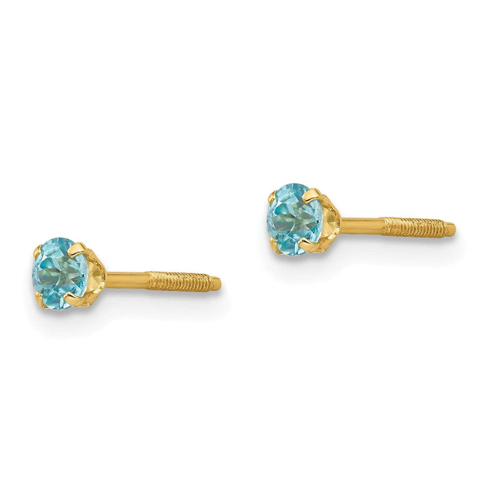 Lovely Rita's Earrings 14k Yellow Gold Madi K Blue Zircon Earrings