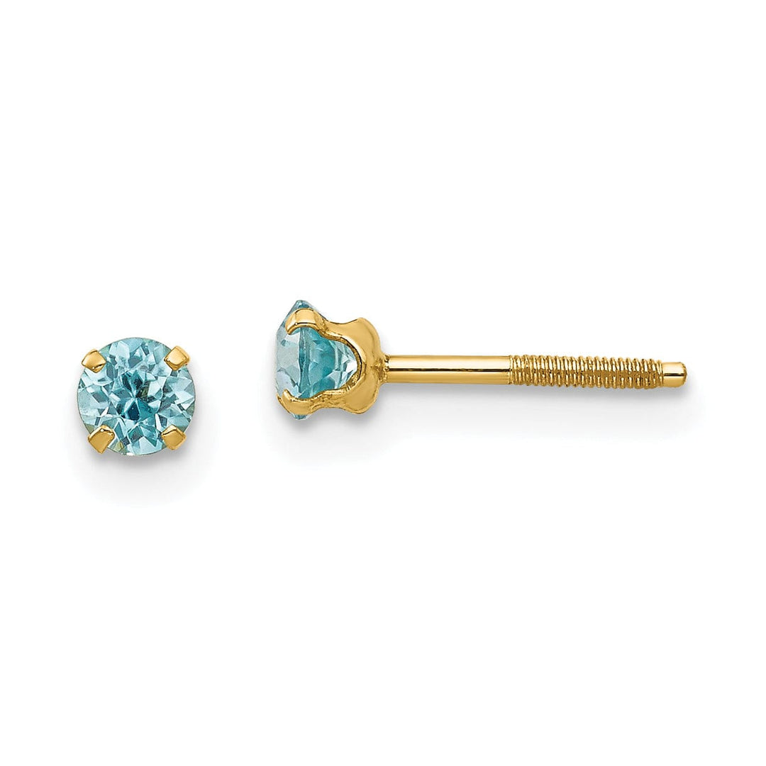 Lovely Rita's Earrings 14k Yellow Gold Madi K Blue Zircon Earrings