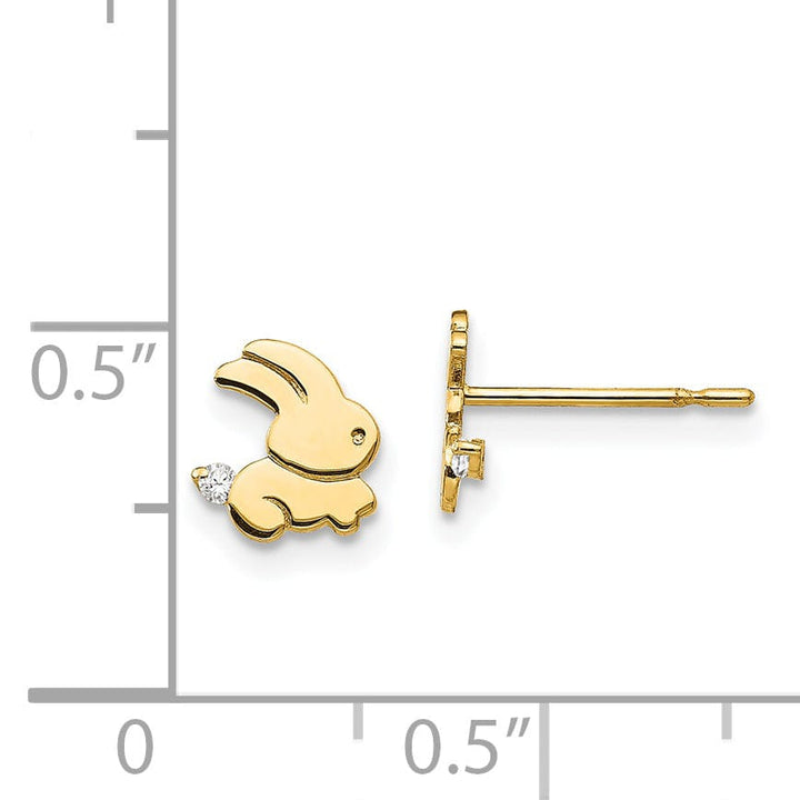 Lovely Rita's Earrings 14k Yellow Gold Madi K C.Z Children's Bunny Post Earrings