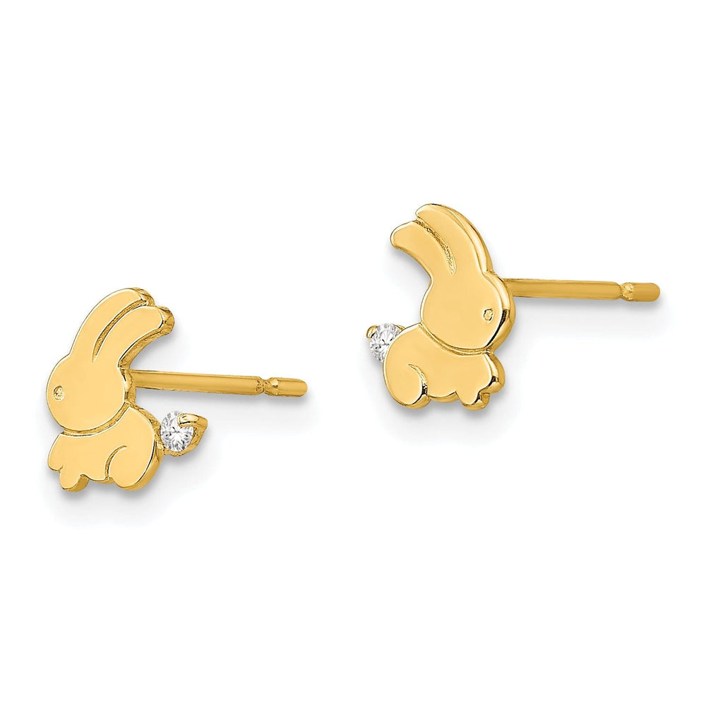 Lovely Rita's Earrings 14k Yellow Gold Madi K C.Z Children's Bunny Post Earrings