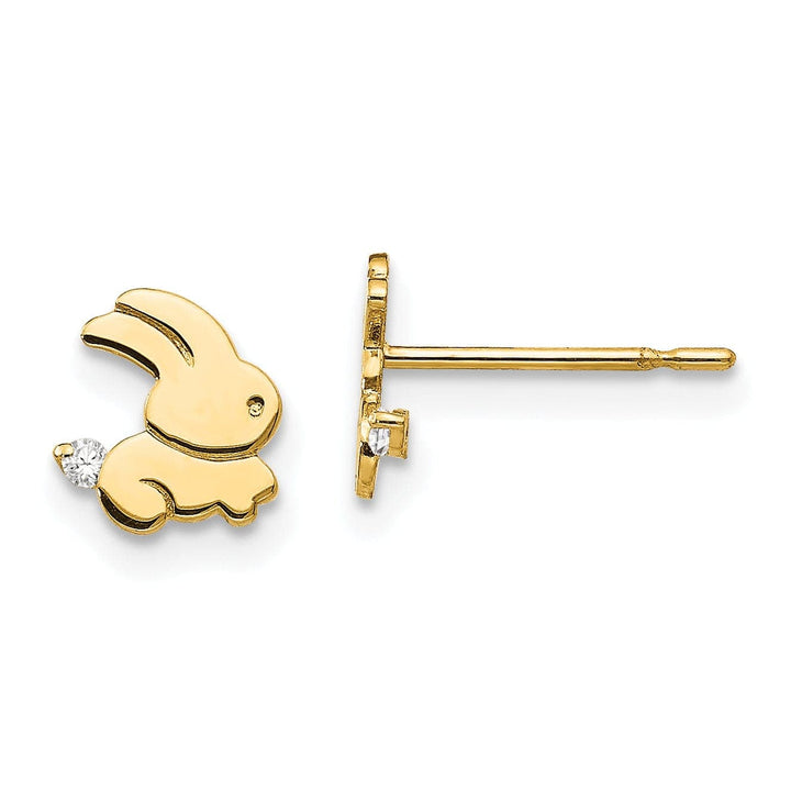 Lovely Rita's Earrings 14k Yellow Gold Madi K C.Z Children's Bunny Post Earrings