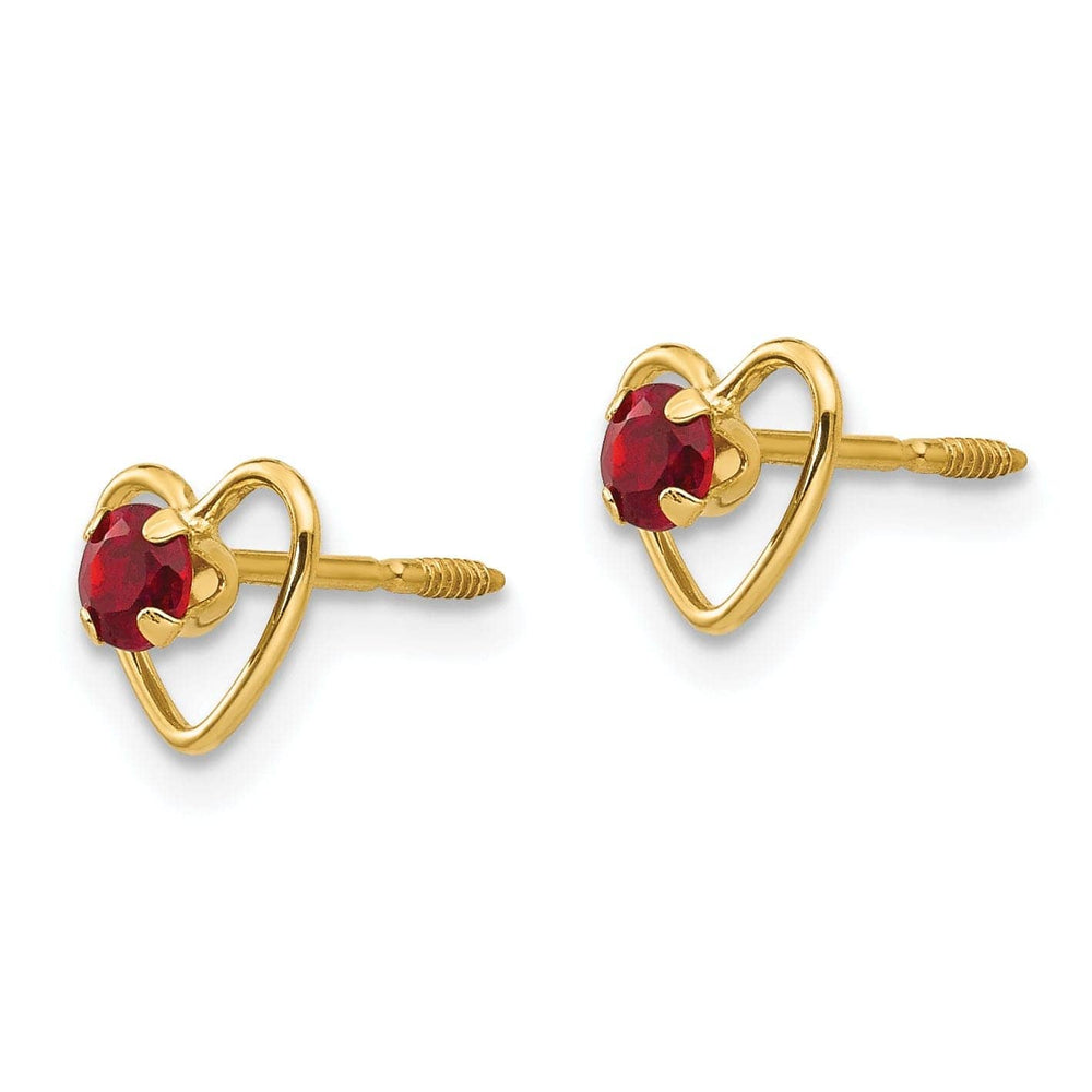 Lovely Rita's Earrings 14k Yellow Gold Madi K Garnet Heart Earrings