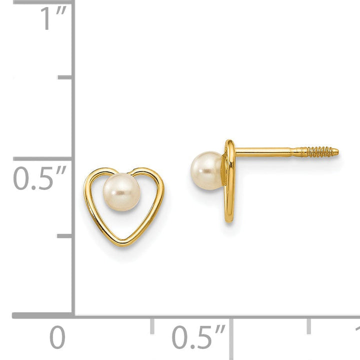 Lovely Rita's Earrings 14k Yellow Gold Madi K Pearl Heart Earrings