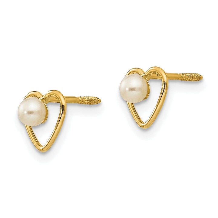 Lovely Rita's Earrings 14k Yellow Gold Madi K Pearl Heart Earrings