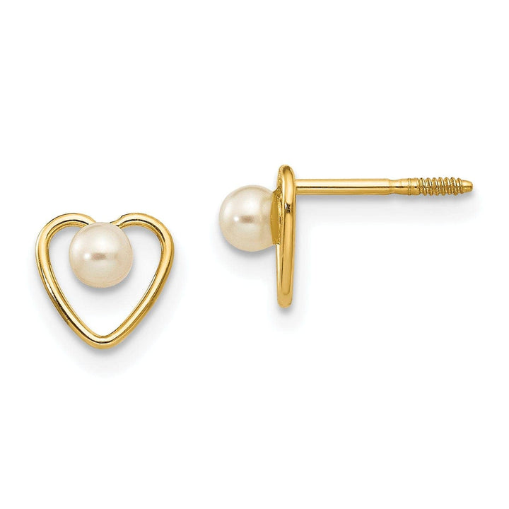 Lovely Rita's Earrings 14k Yellow Gold Madi K Pearl Heart Earrings