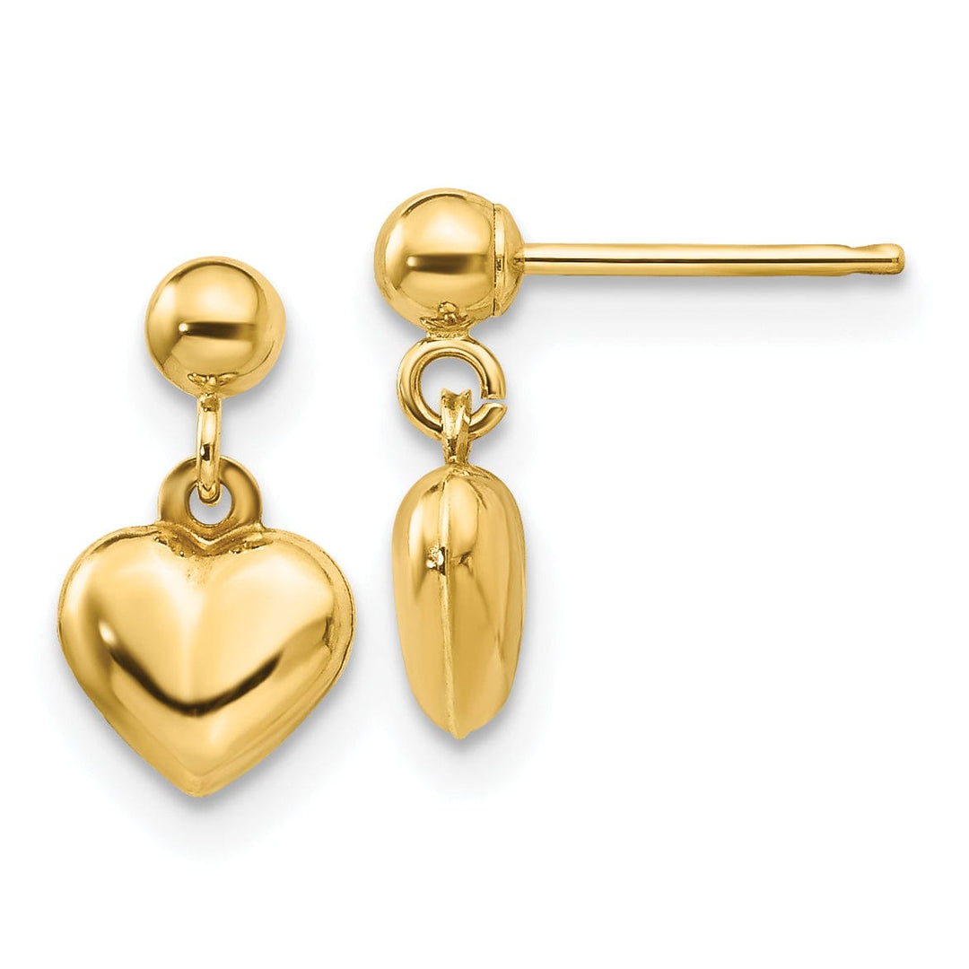 Lovely Rita's Earrings 14k Yellow Gold Madi K Puffed Heart Dangle Earring