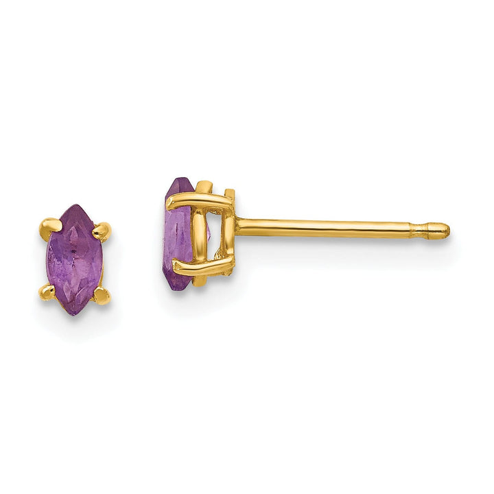 Lovely Rita's Earrings 14k Yellow Gold Marquise Amethyst Earring