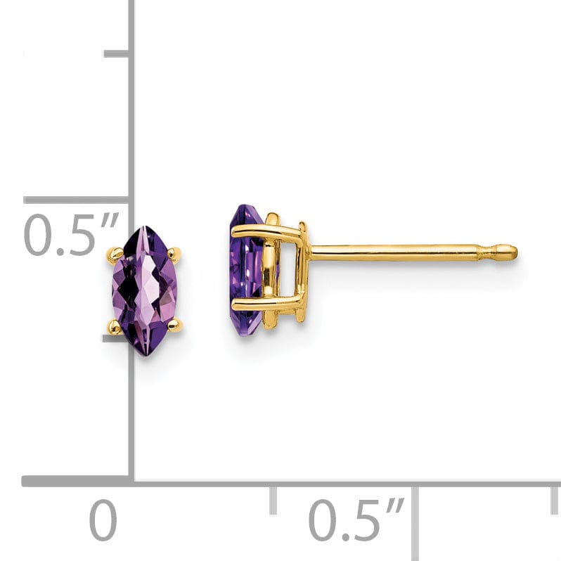 Lovely Rita's Earrings 14k Yellow Gold Marquise Amethyst Earring