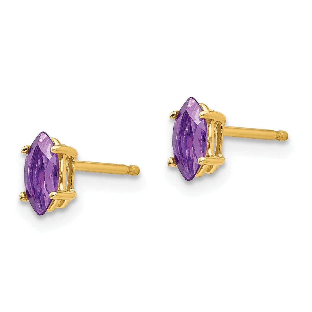 Lovely Rita's Earrings 14k Yellow Gold Marquise Amethyst Earring